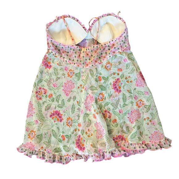 Vintage Cinema Etoile Pastel Floral Babydoll Chemise Nightie Set Y2K M - Picture 10 of 10